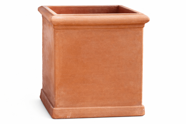 hoher, massiver und frostsicherer Terracottakasten aus Impruneta - Pilone Liscio